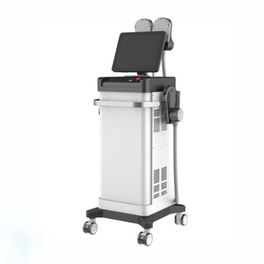 EMS-Gerät mit Bildschirm und Rollen, genutzt für therapeutische Anwendungen.
